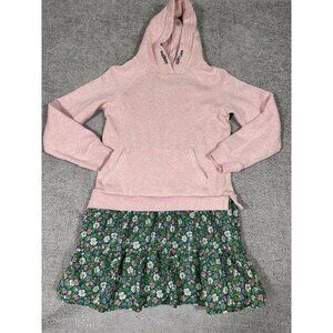 Boden Dress Girls 11-12 Pink Green Floral Sweatshirt Hooded NWOT